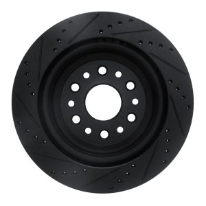 Ram 1500 Brake Rotor (1) - Rear Right - R1 Concepts - Drilled & Slotted - Black - `19-`25
